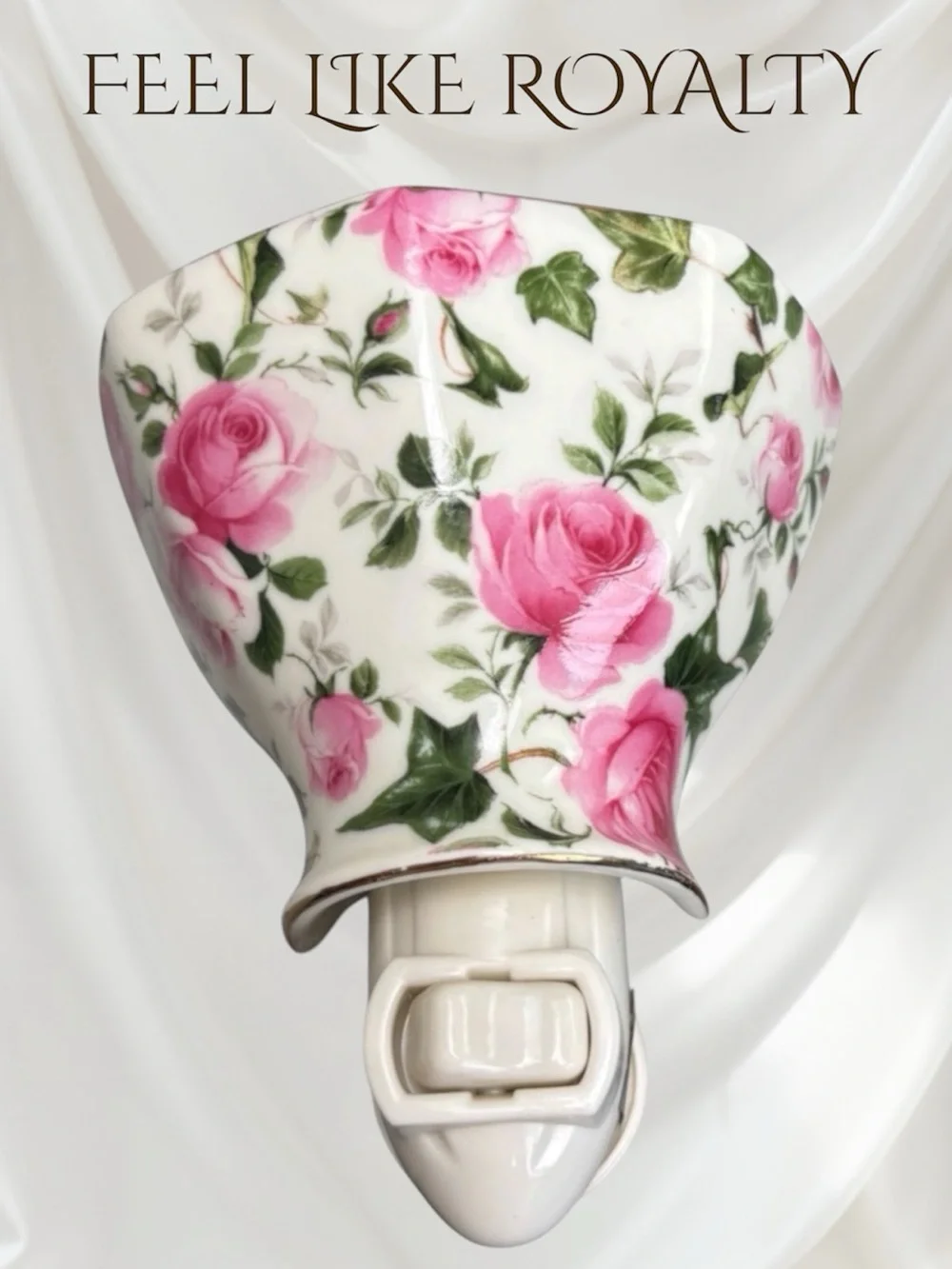 Vintage Madison Max Rose Chintz Porcelain Night Light Coquette Grand Millennial